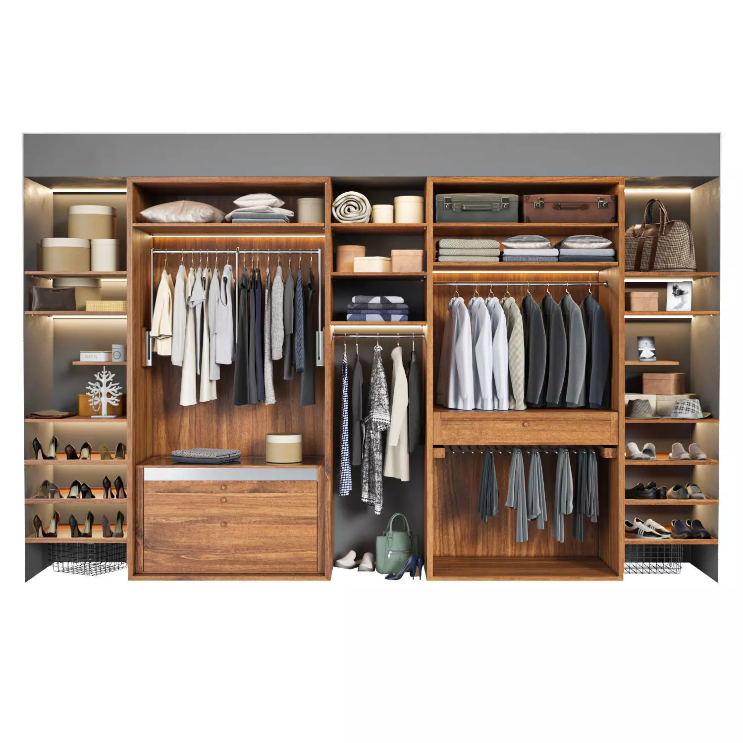 Wardrobe with clothes 3D model_0