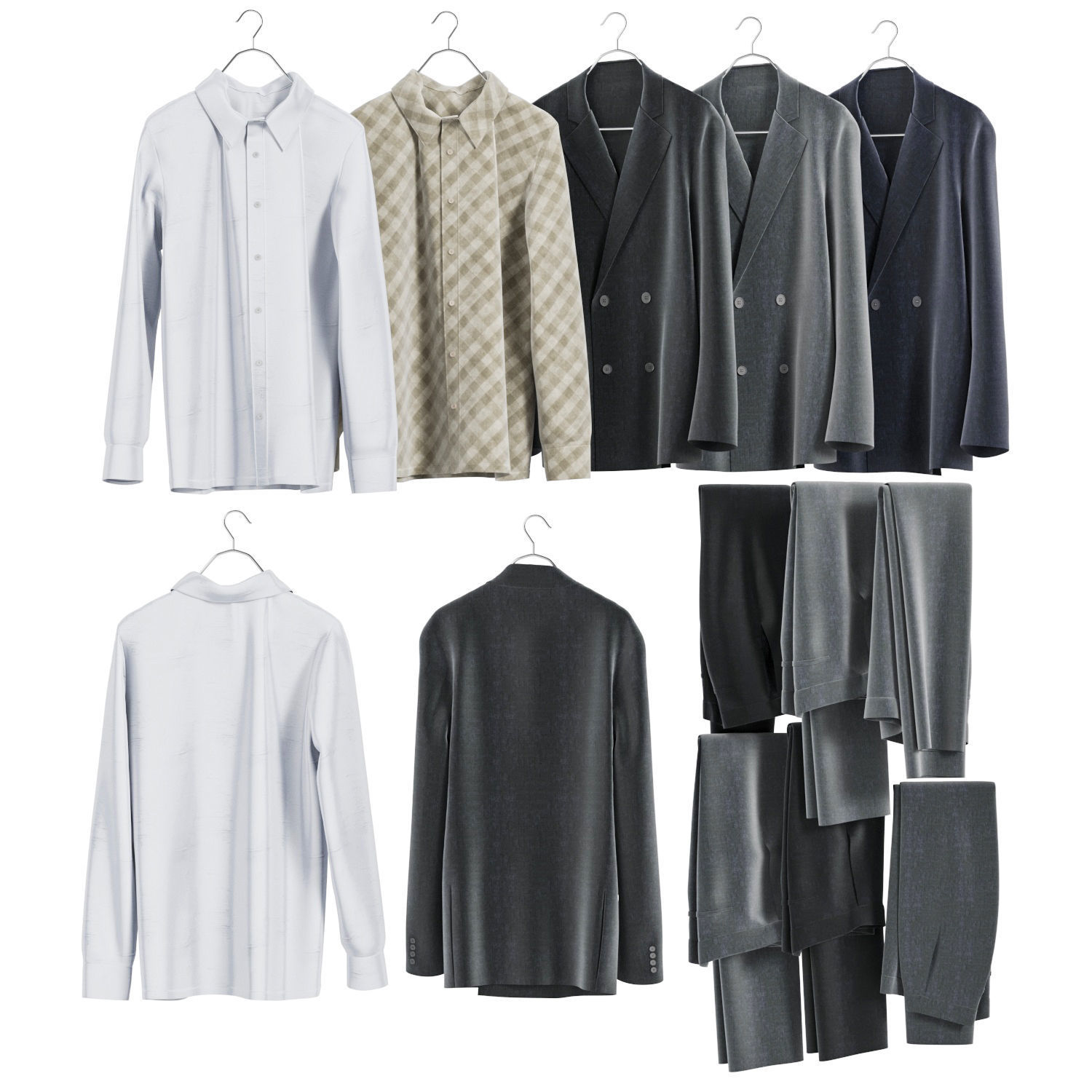 Wardrobe with clothes 3D model_7