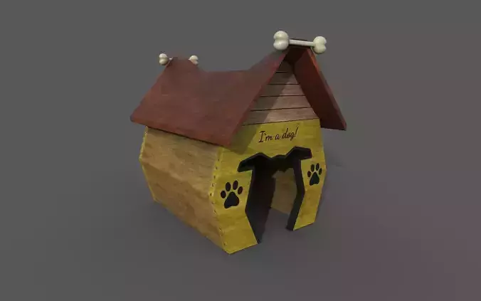 Cartoon dog house concept Low-poly 3D model