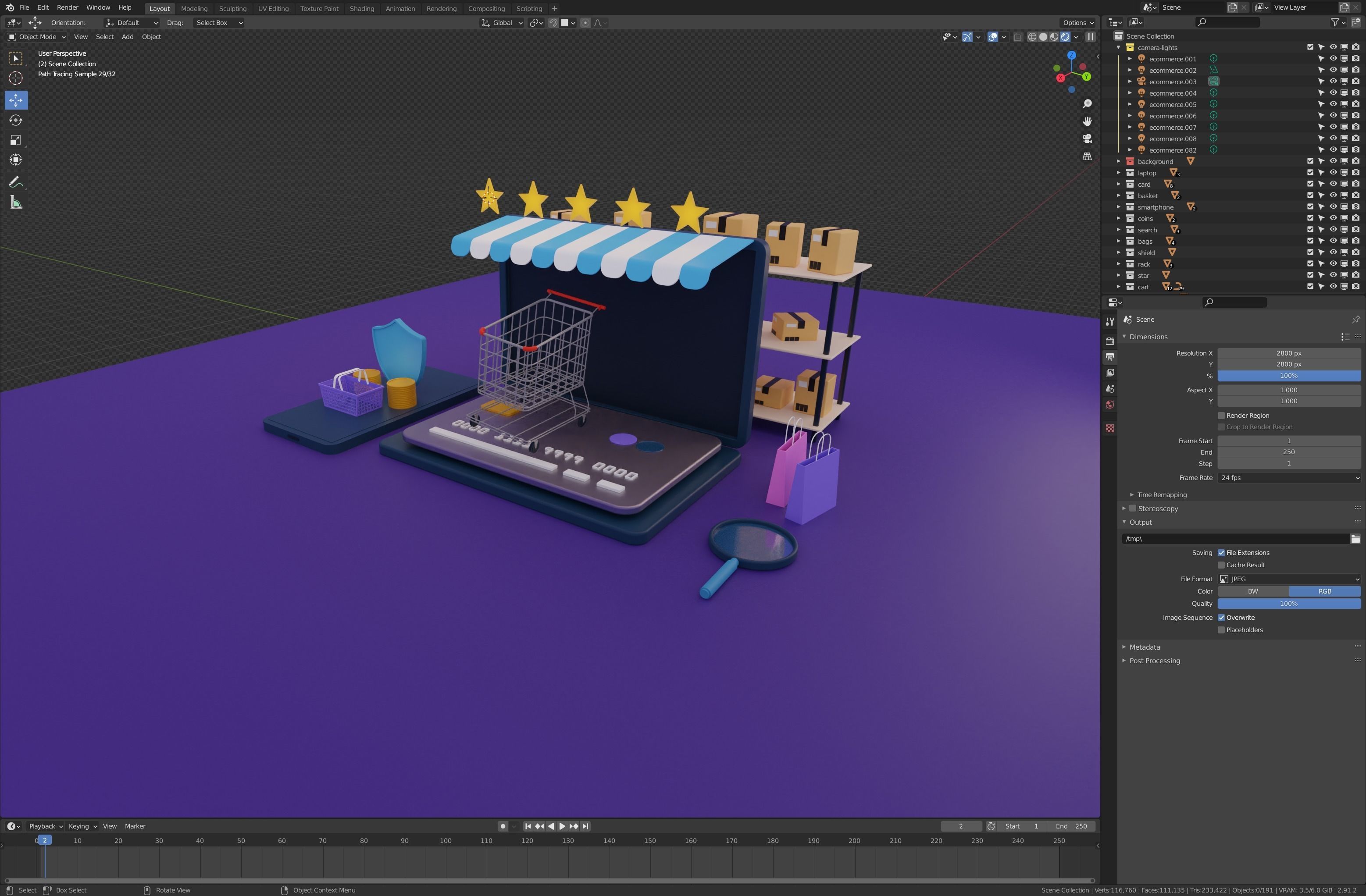 E-commerce isometric illustration Low-poly 3D model_3