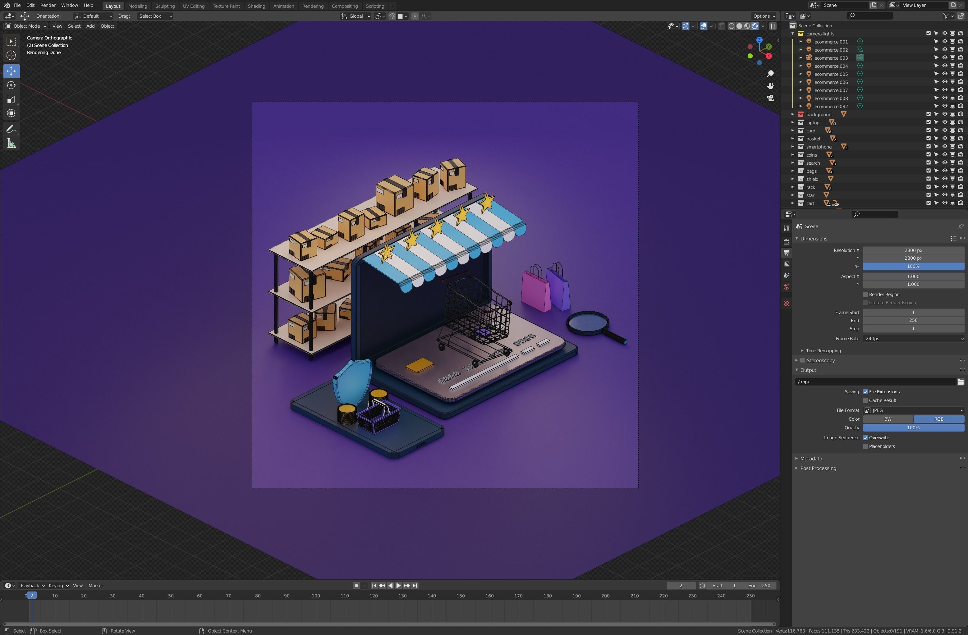 E-commerce isometric illustration Low-poly 3D model_1