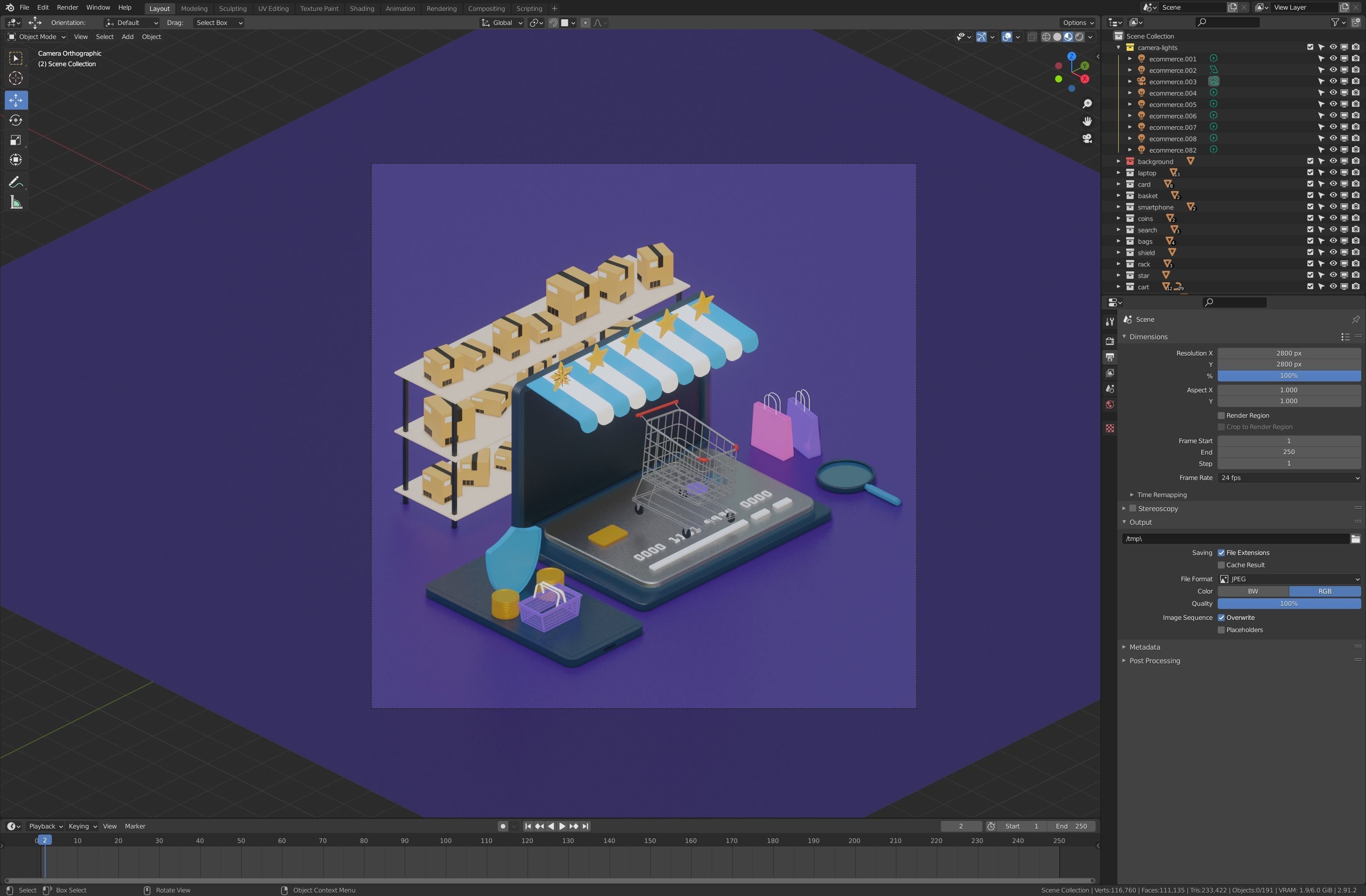 E-commerce isometric illustration Low-poly 3D model_2