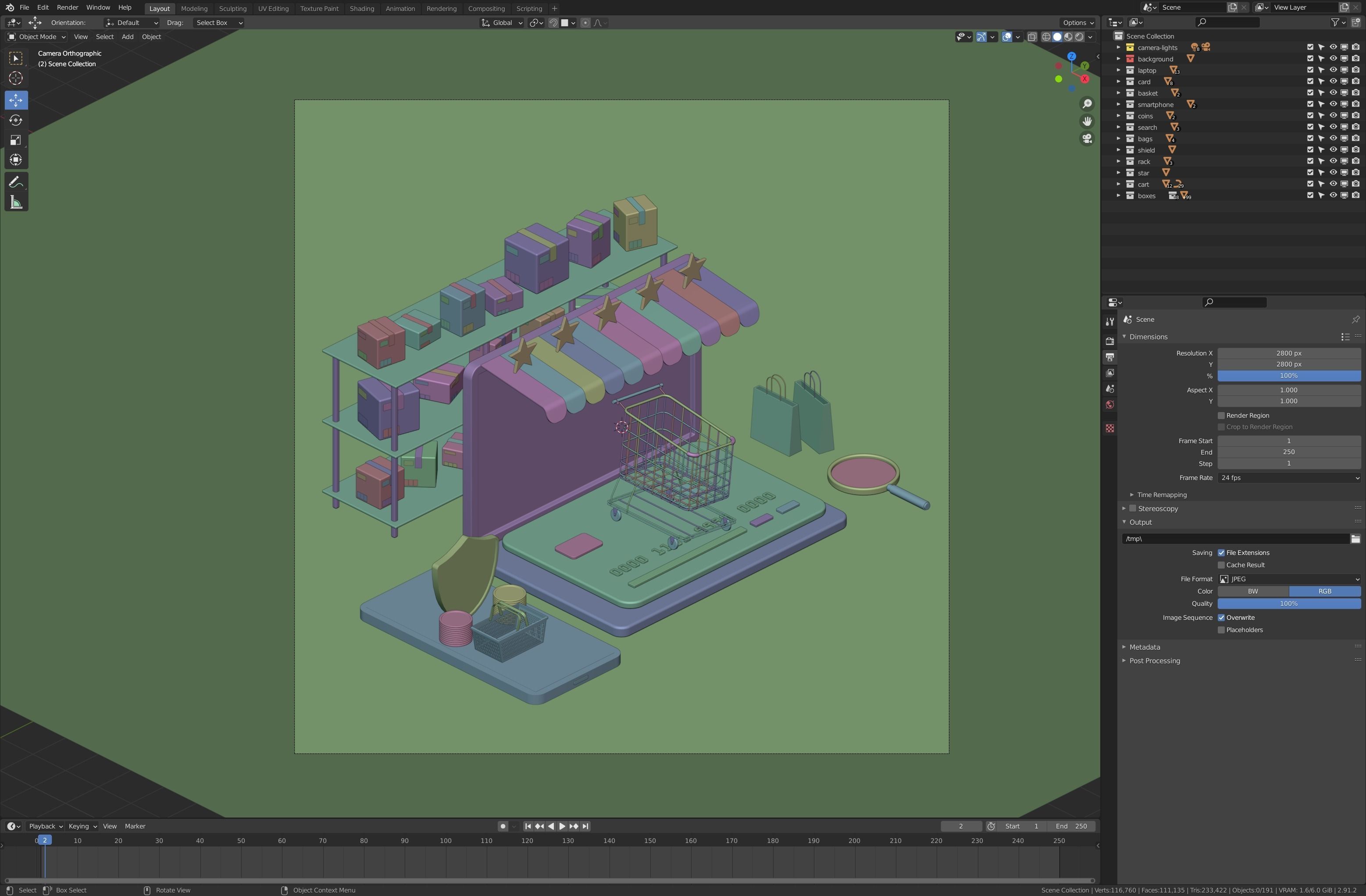 E-commerce isometric illustration Low-poly 3D model_7