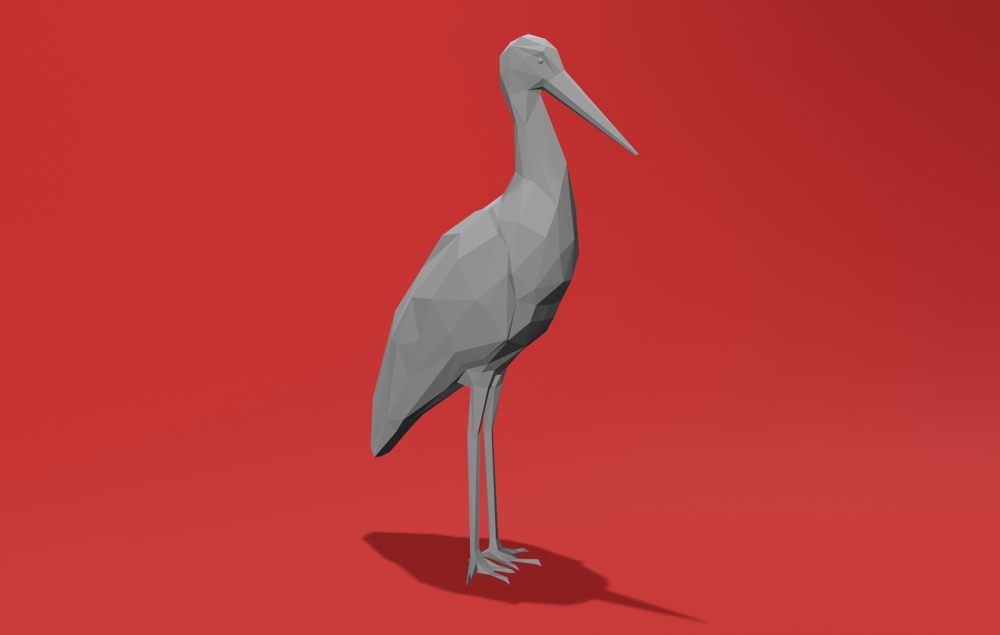 White Stork Cartoon 3D print model_3