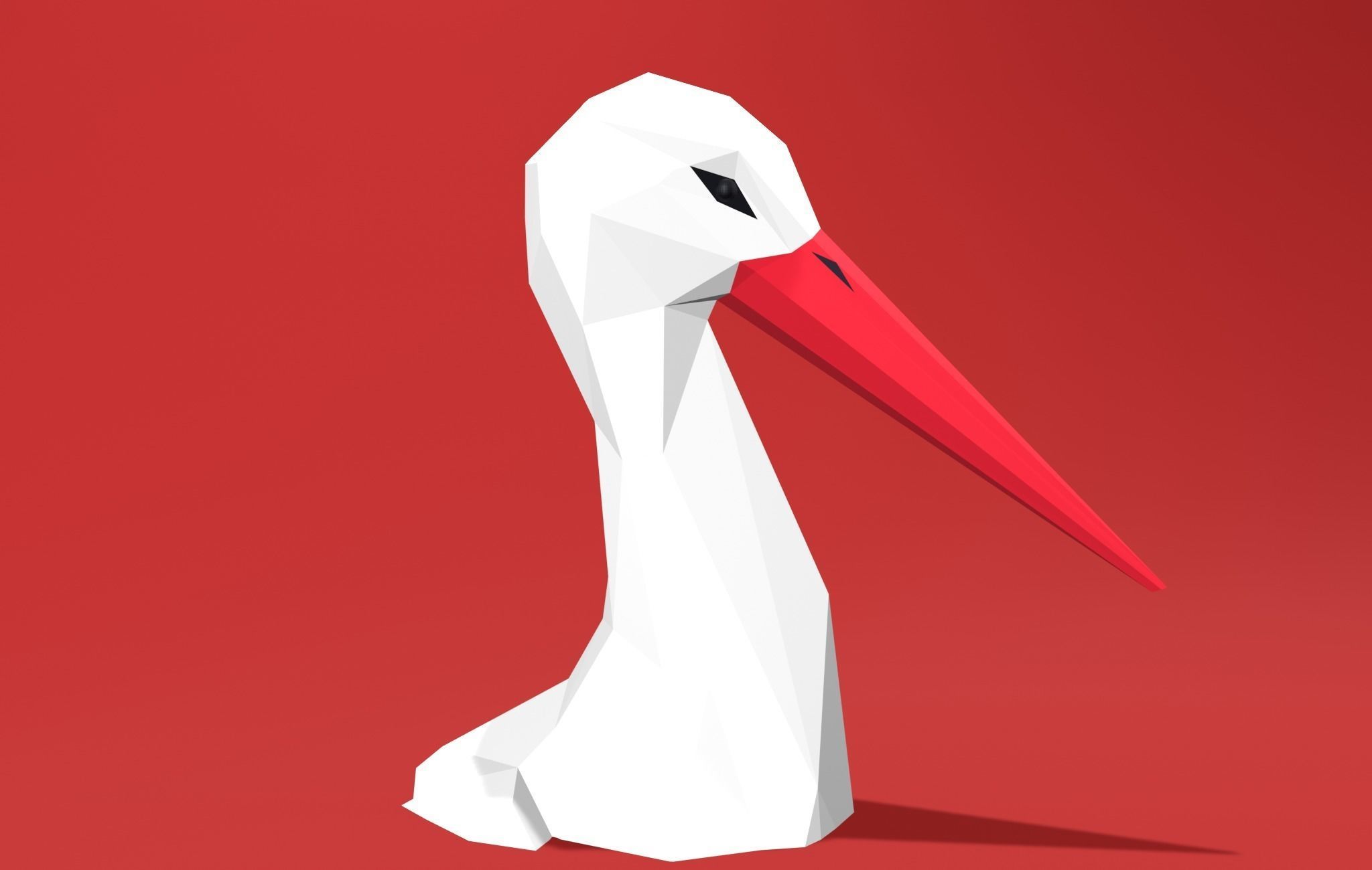White Stork Cartoon 3D print model_4