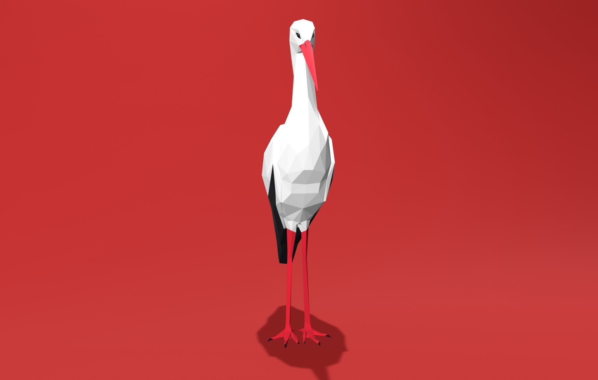 White Stork Cartoon 3D print model_5