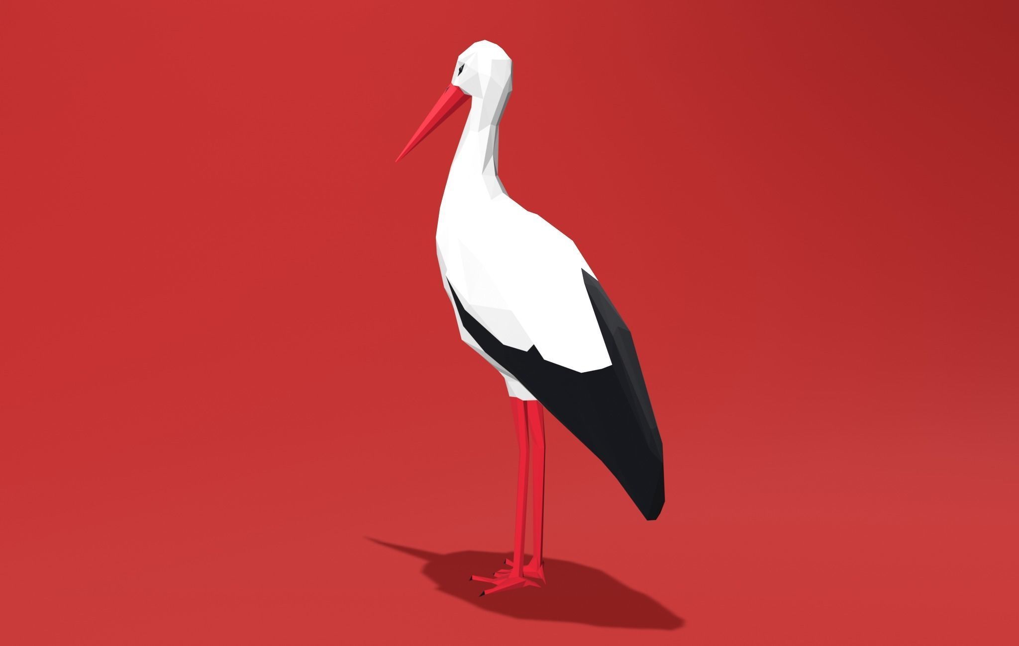 White Stork Cartoon 3D print model_6