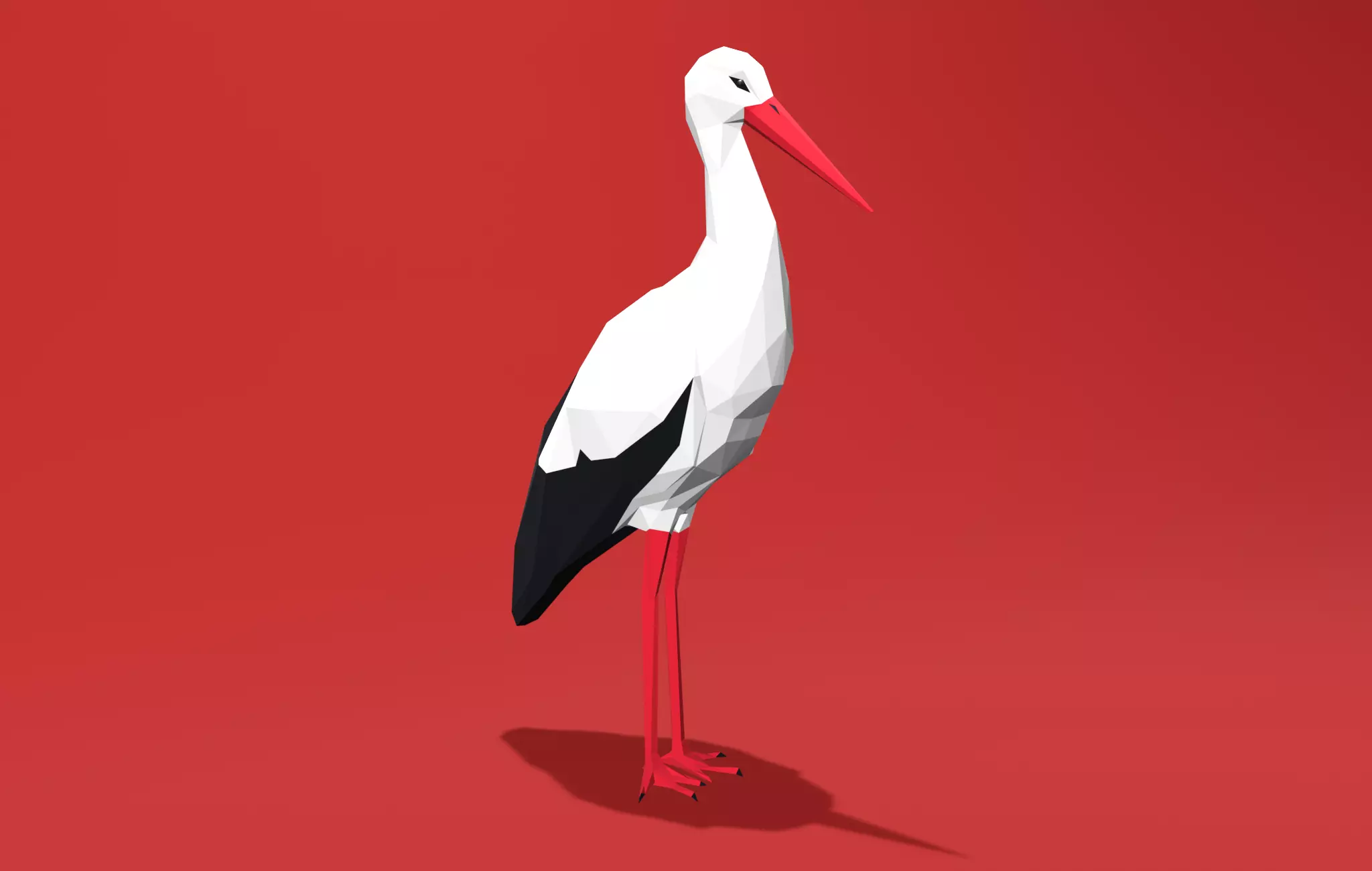 White Stork Cartoon 3D print model_0