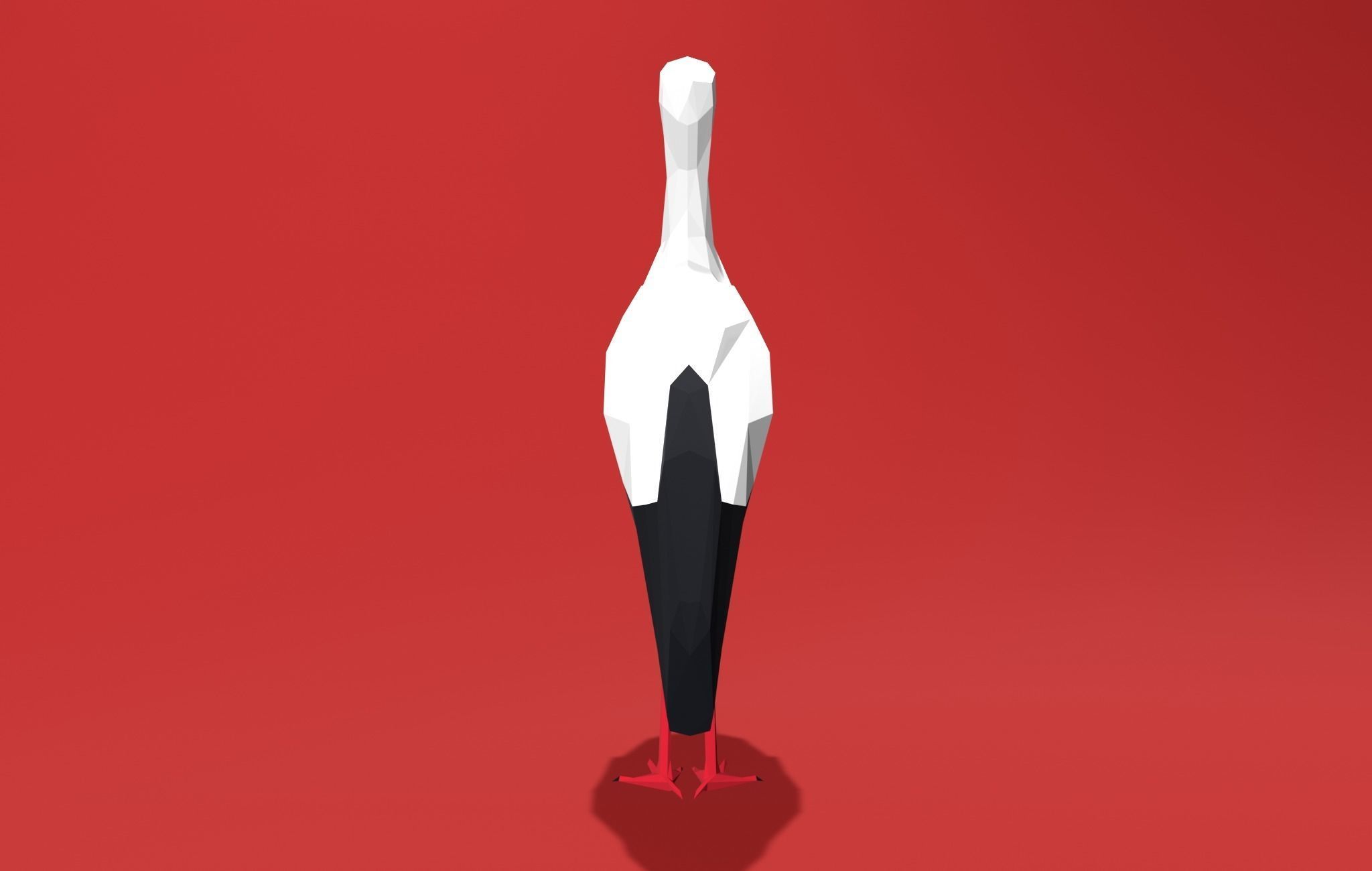 White Stork Cartoon 3D print model_7