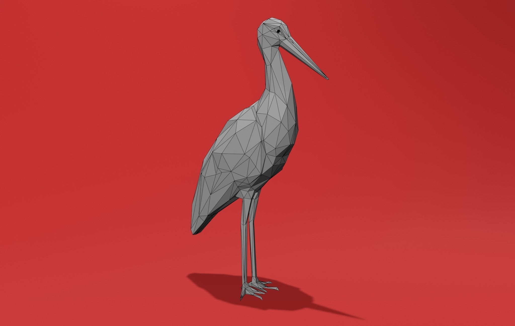 White Stork Cartoon 3D print model_2