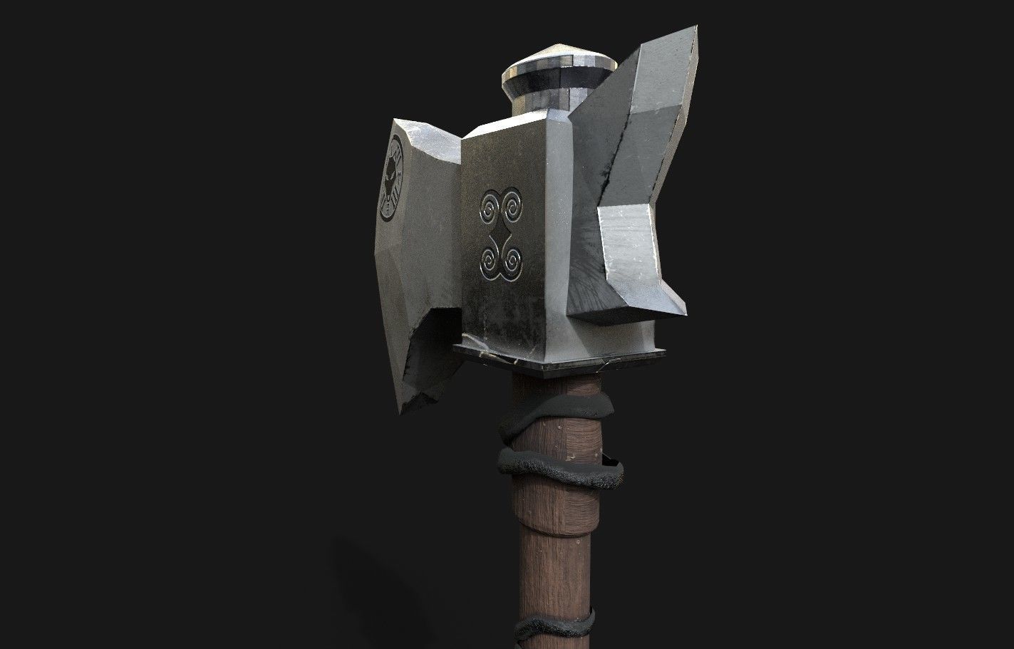 Turkic Battle Axe PBR Game Ready  Low-poly 3D model_7
