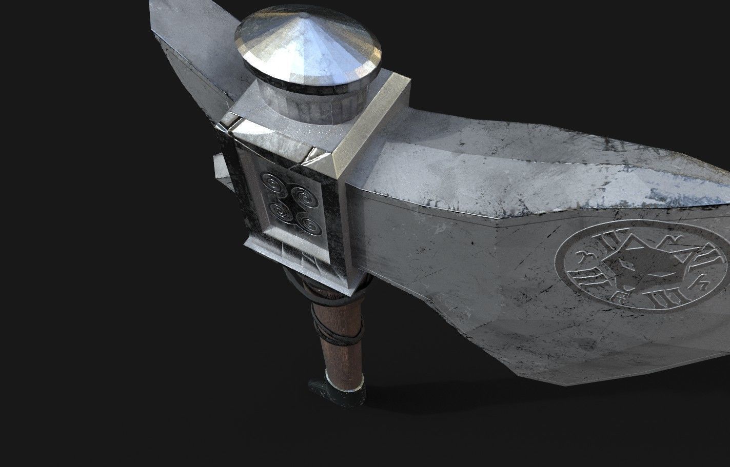 Turkic Battle Axe PBR Game Ready  Low-poly 3D model_4
