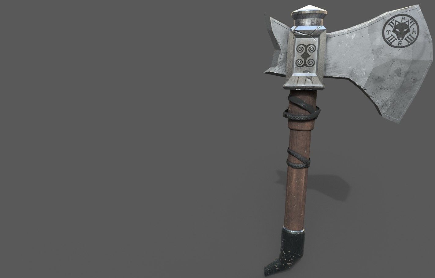 Turkic Battle Axe PBR Game Ready  Low-poly 3D model_11
