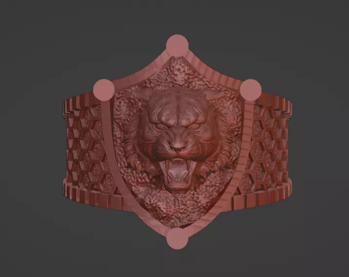 ring sculp tiger helmet 3D print model_0