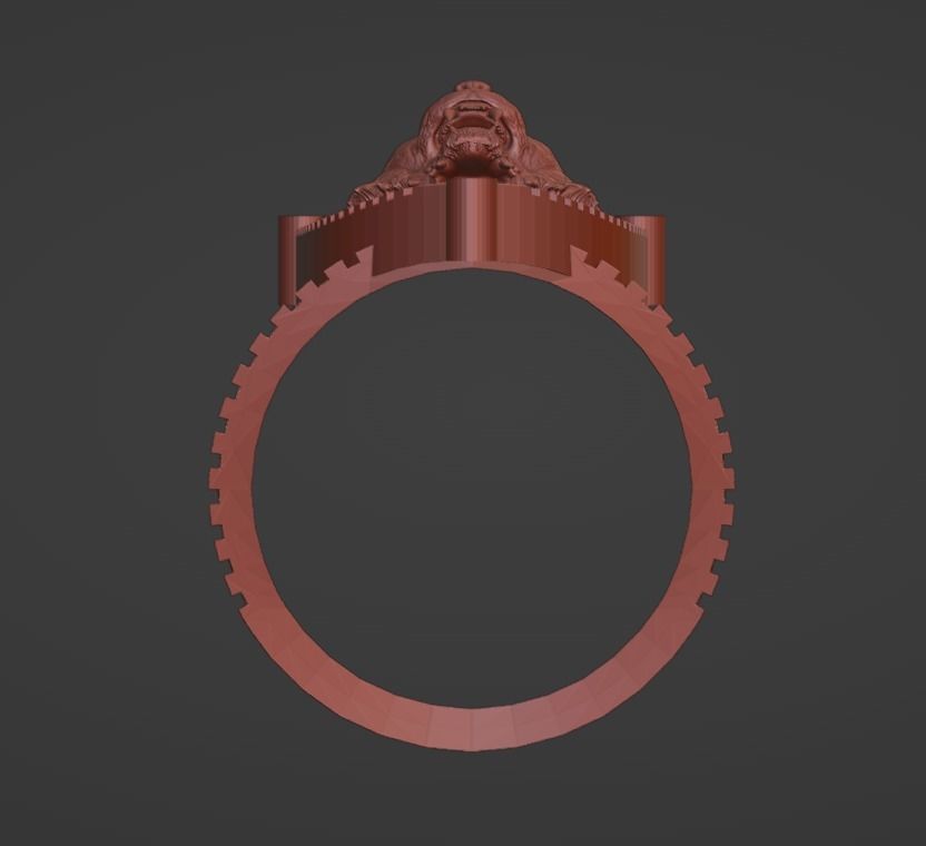 ring sculp tiger helmet 3D print model_1