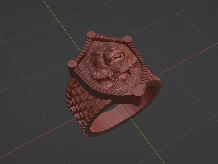 ring sculp tiger helmet 3D print model_4