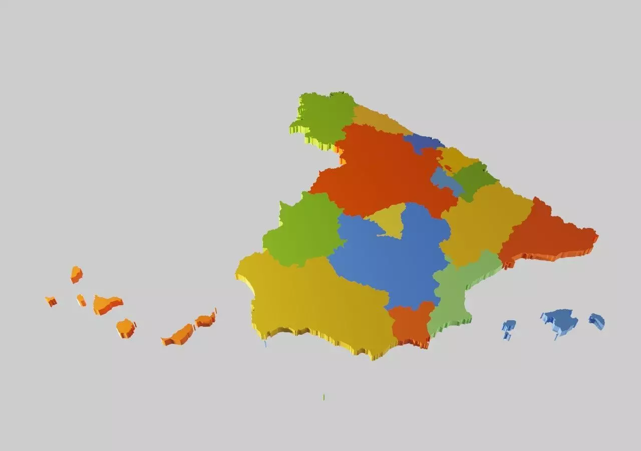 Spain 3D Map Low-poly 3D model_0