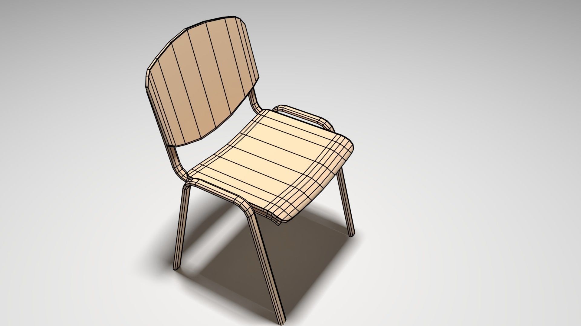 Canteen Chair Low-poly 3D model Low-poly 3D model_4