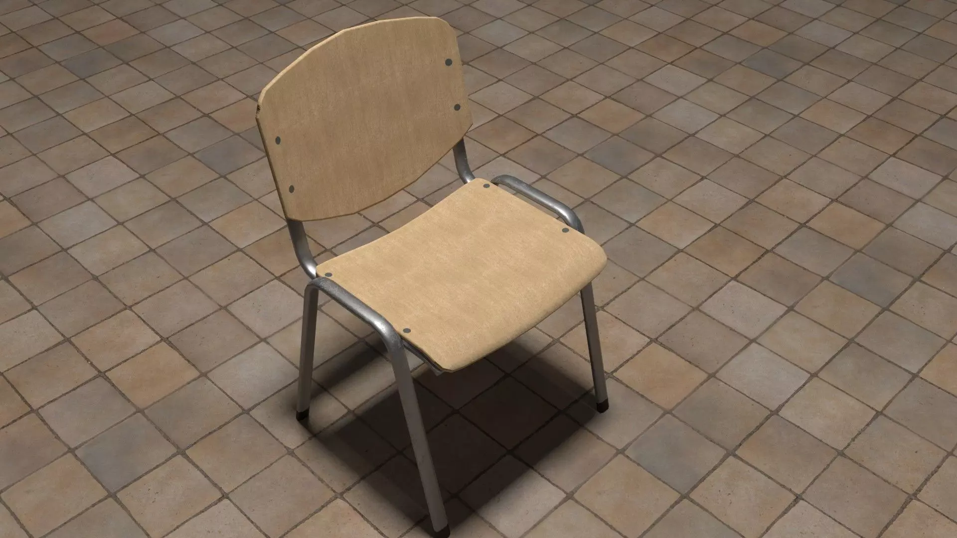 Canteen Chair Low-poly 3D model Low-poly 3D model_0