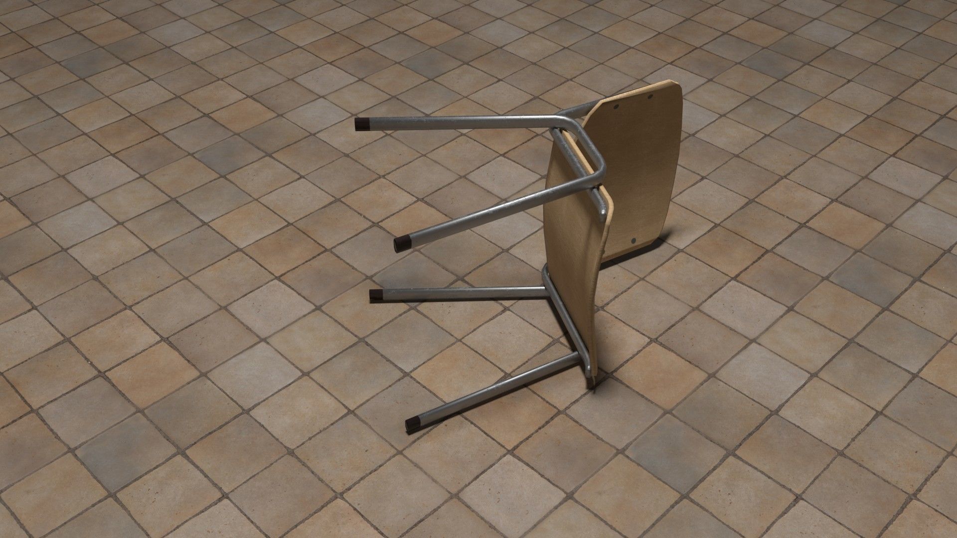 Canteen Chair Low-poly 3D model Low-poly 3D model_1