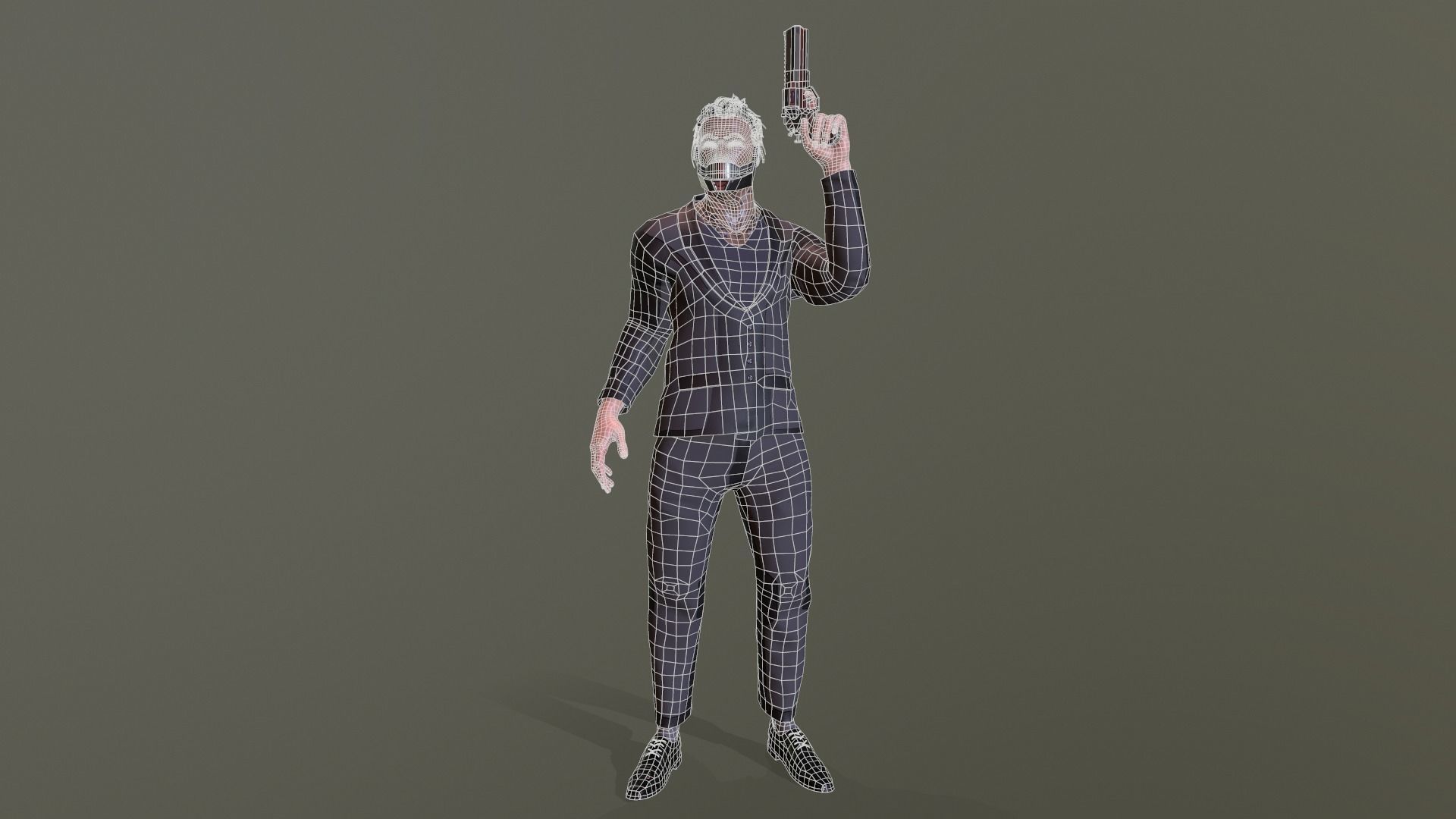 Asian sci-fi gansta Low-poly 3D model_11