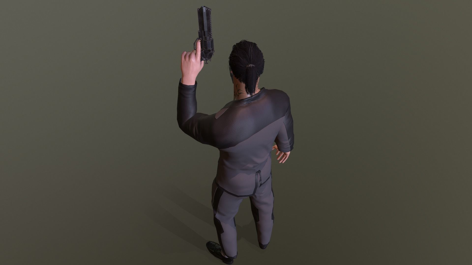 Asian sci-fi gansta Low-poly 3D model_9