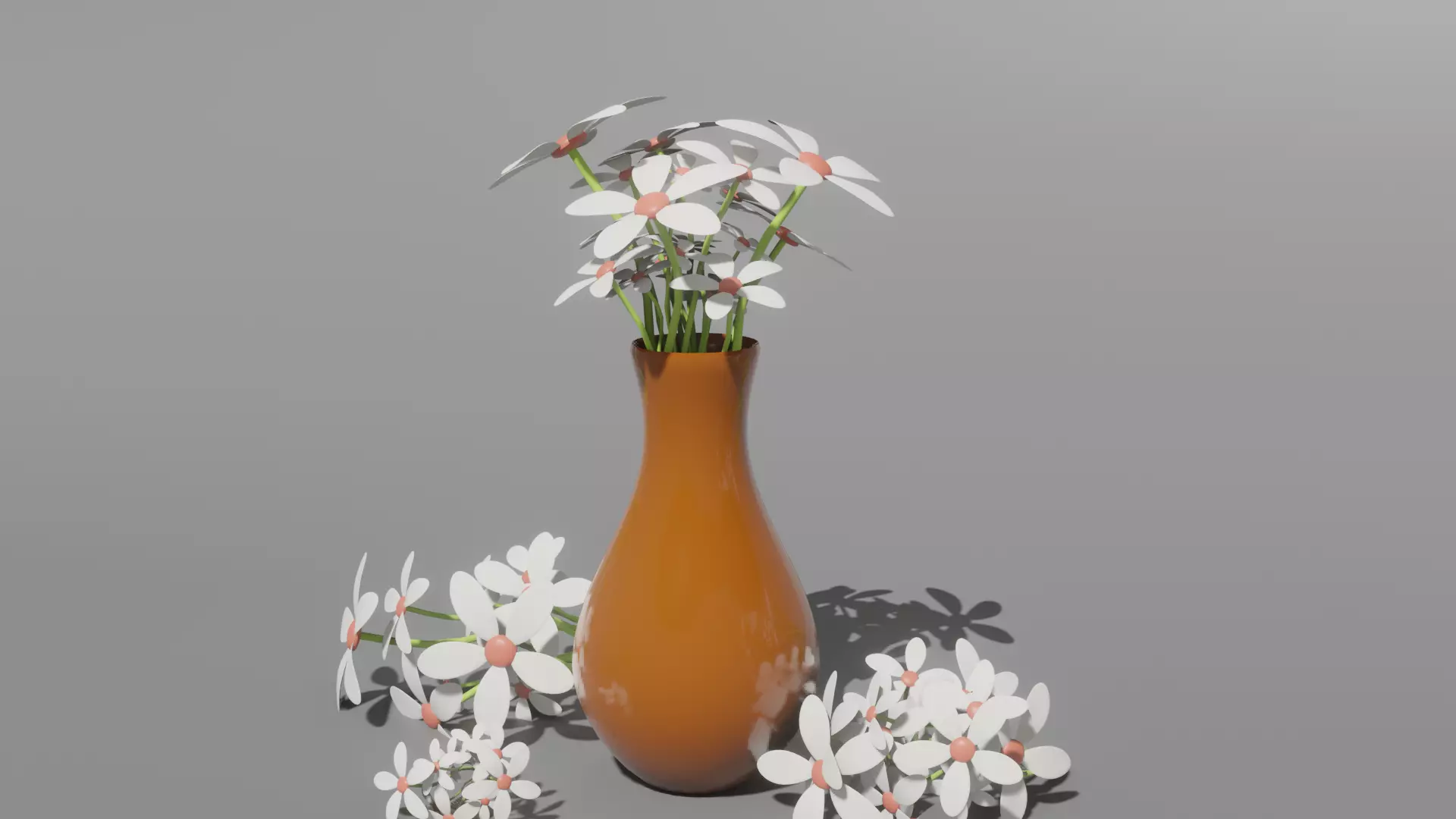 Vase with White Flowers Free low-poly 3D model