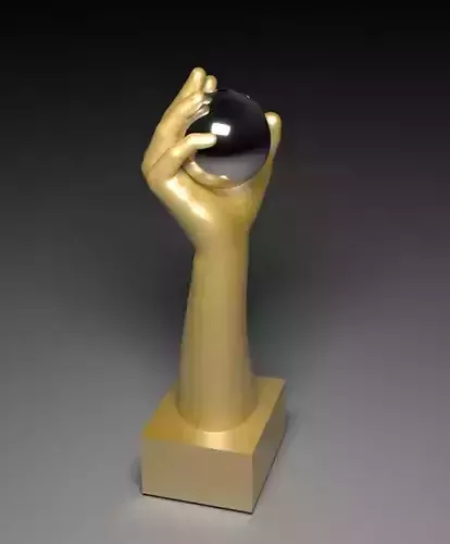 statue hand with cristal ball lowpoly