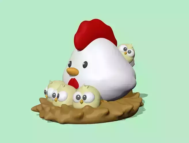 Mother Day - Hen with Chicks 3D print model