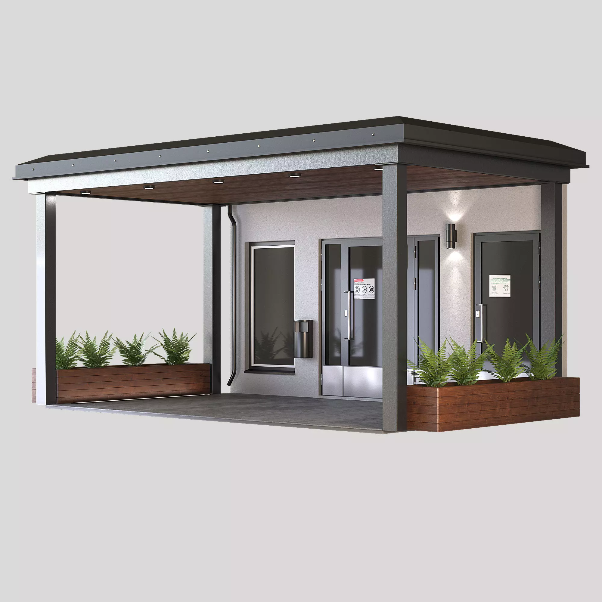 GateGroup covered patio with chairs and tables 3D model_0