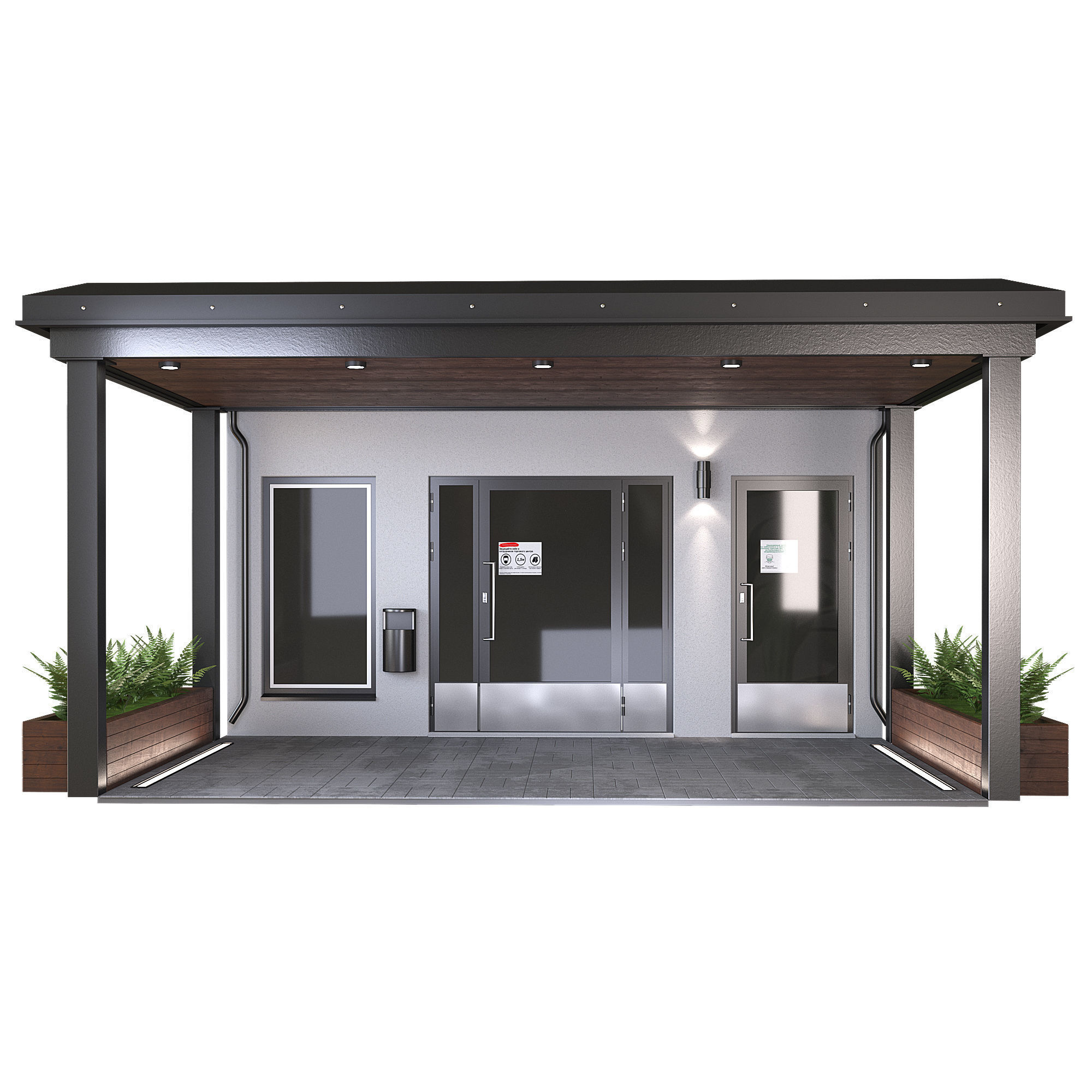 GateGroup covered patio with chairs and tables 3D model_1