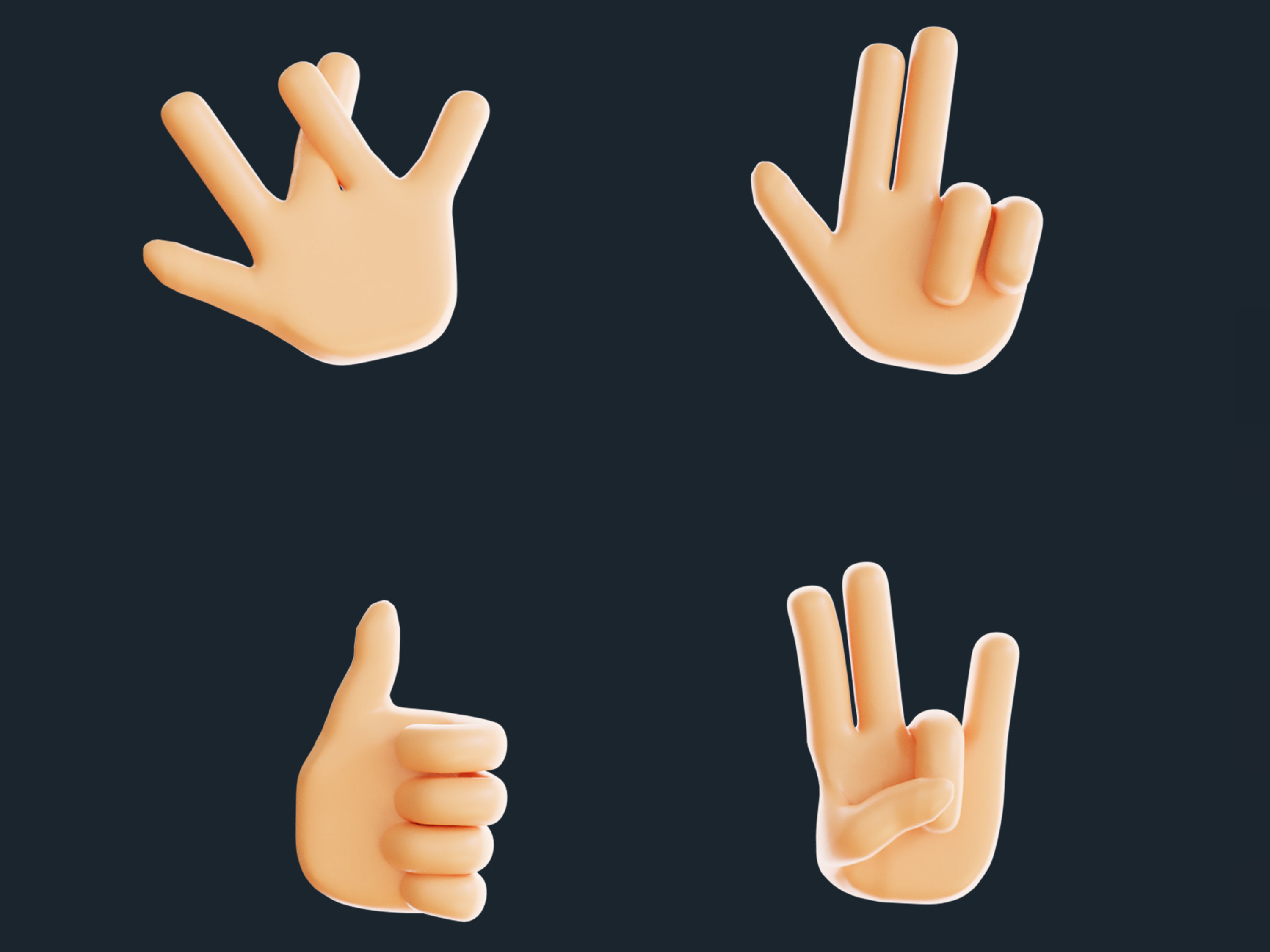 20  Rigged and Animated 3D Hand Emojis Low-poly 3D model_6