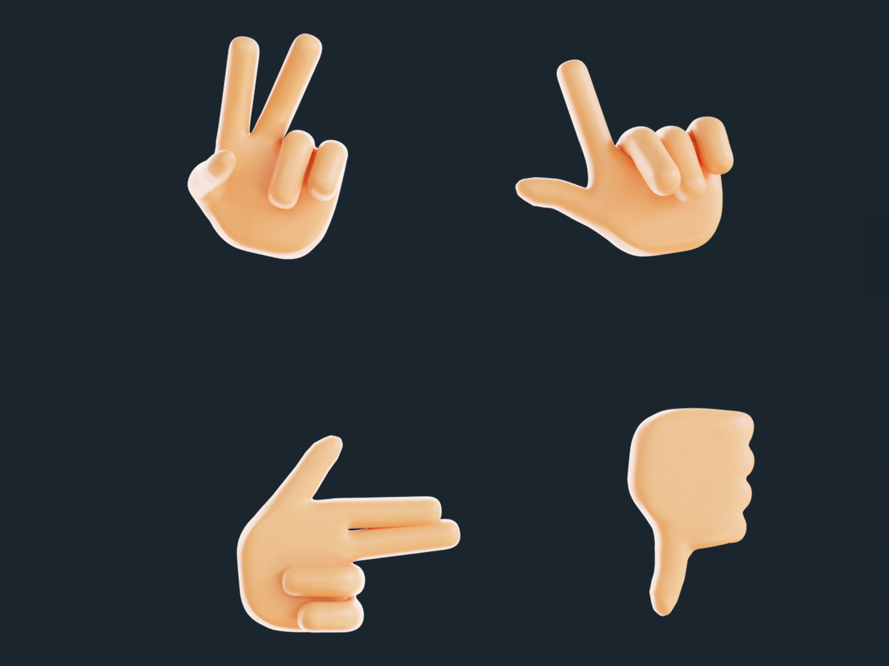 20  Rigged and Animated 3D Hand Emojis Low-poly 3D model_5