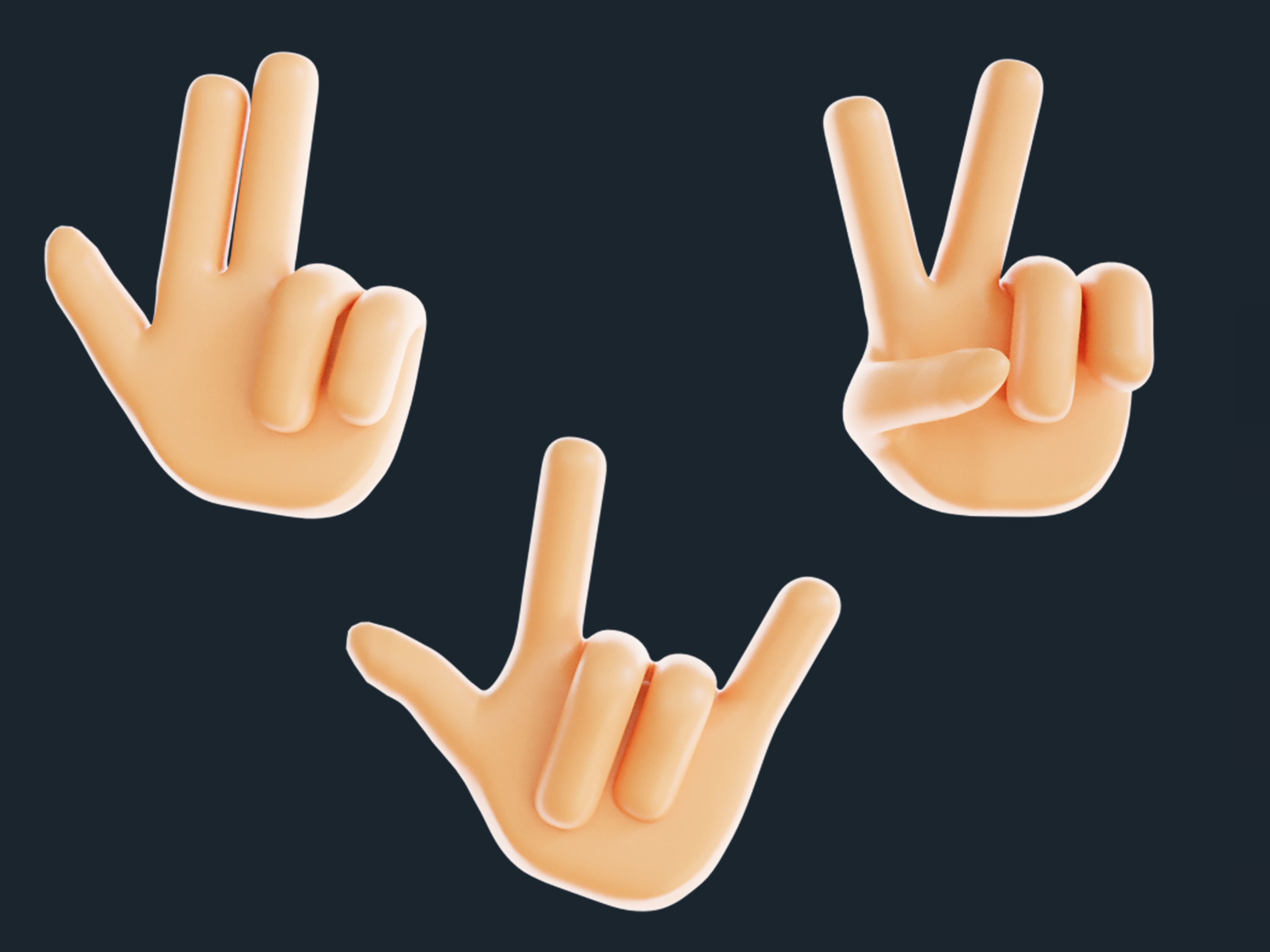 20  Rigged and Animated 3D Hand Emojis Low-poly 3D model_2