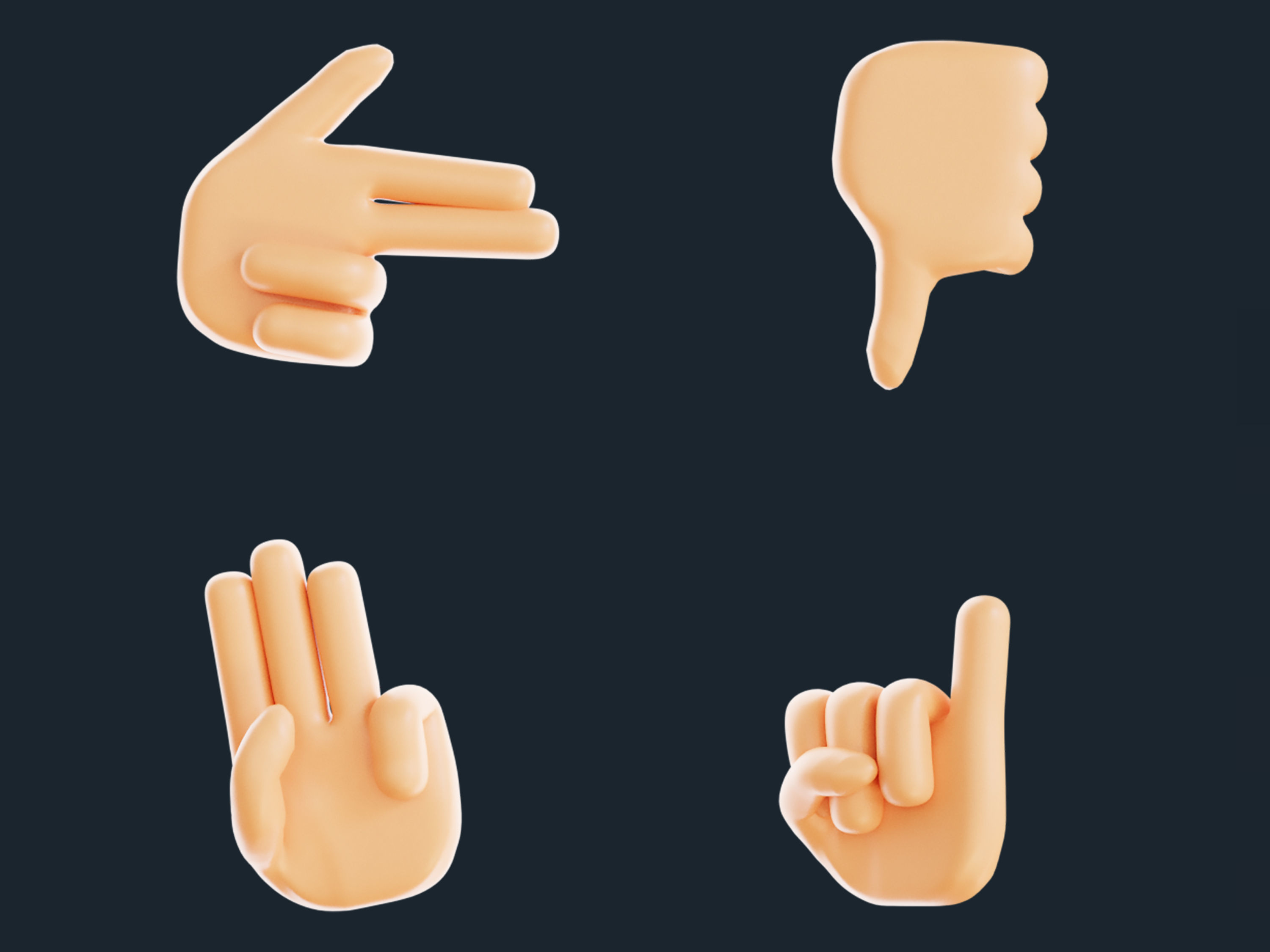 20  Rigged and Animated 3D Hand Emojis Low-poly 3D model_3