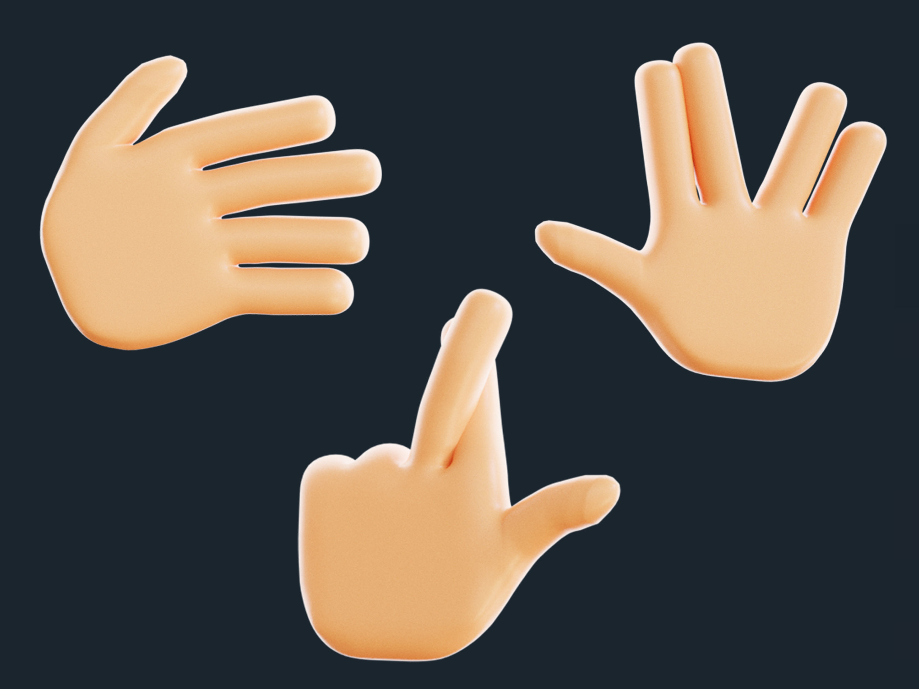 20  Rigged and Animated 3D Hand Emojis Low-poly 3D model_8