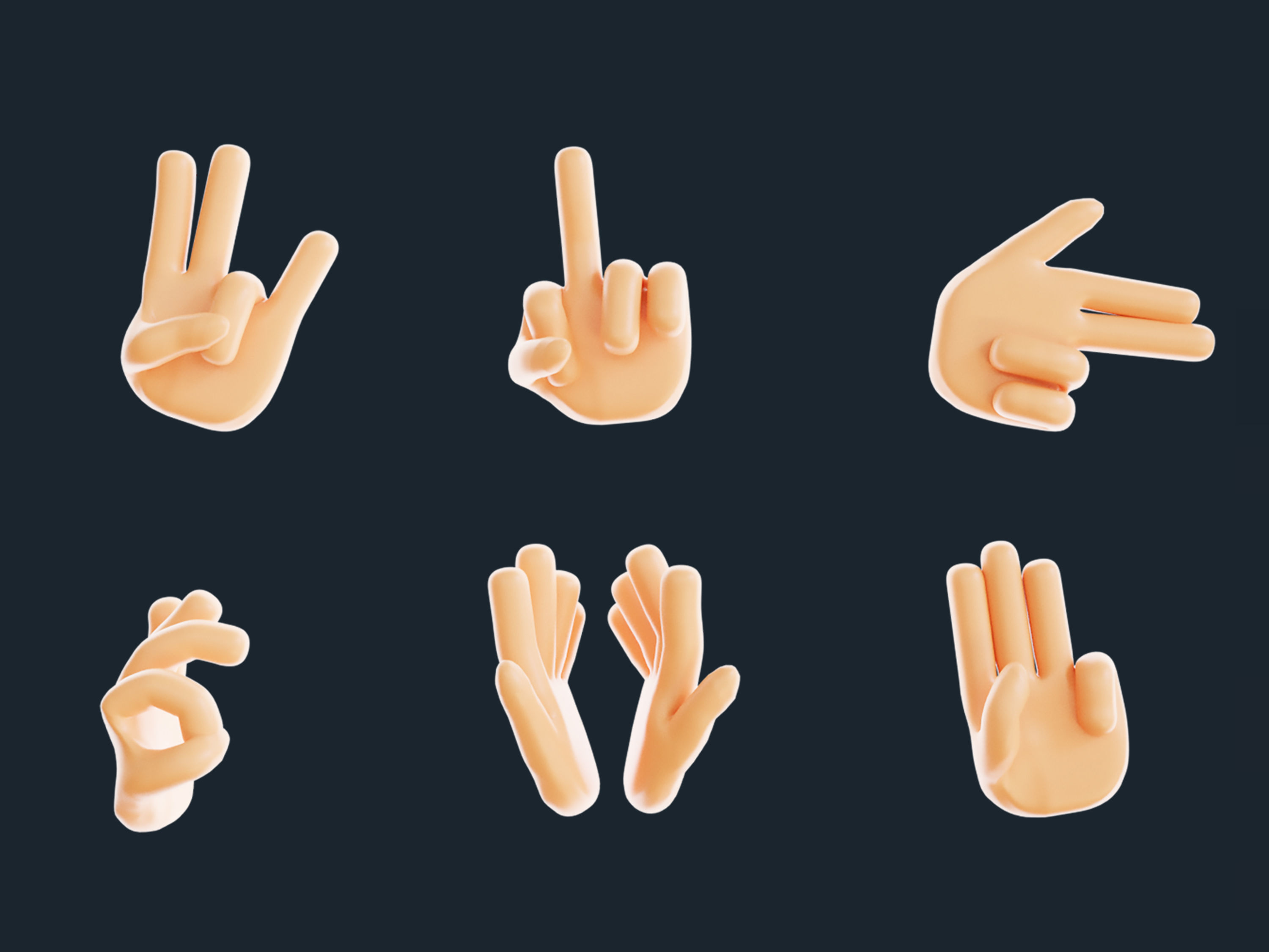 20  Rigged and Animated 3D Hand Emojis Low-poly 3D model_4