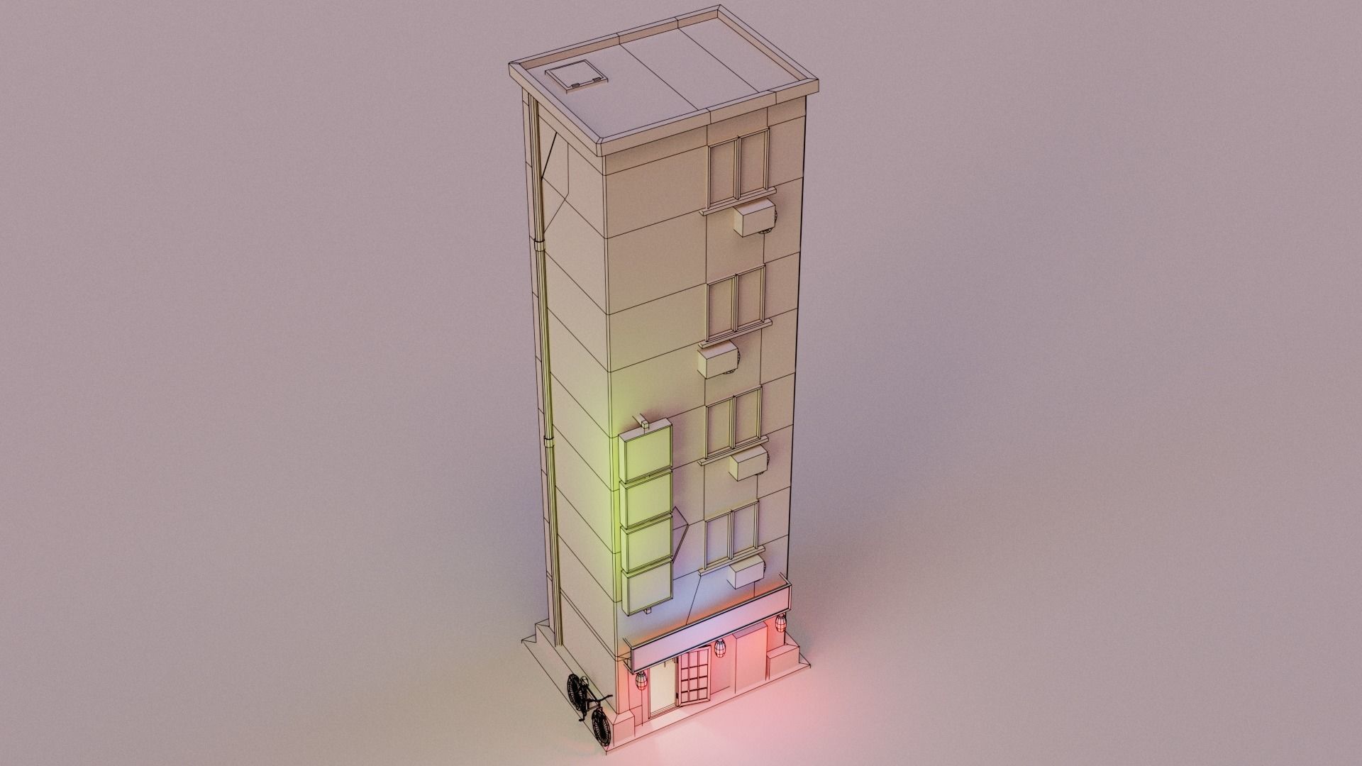 Cyberpunk Building 3 Low-poly 3D model_1