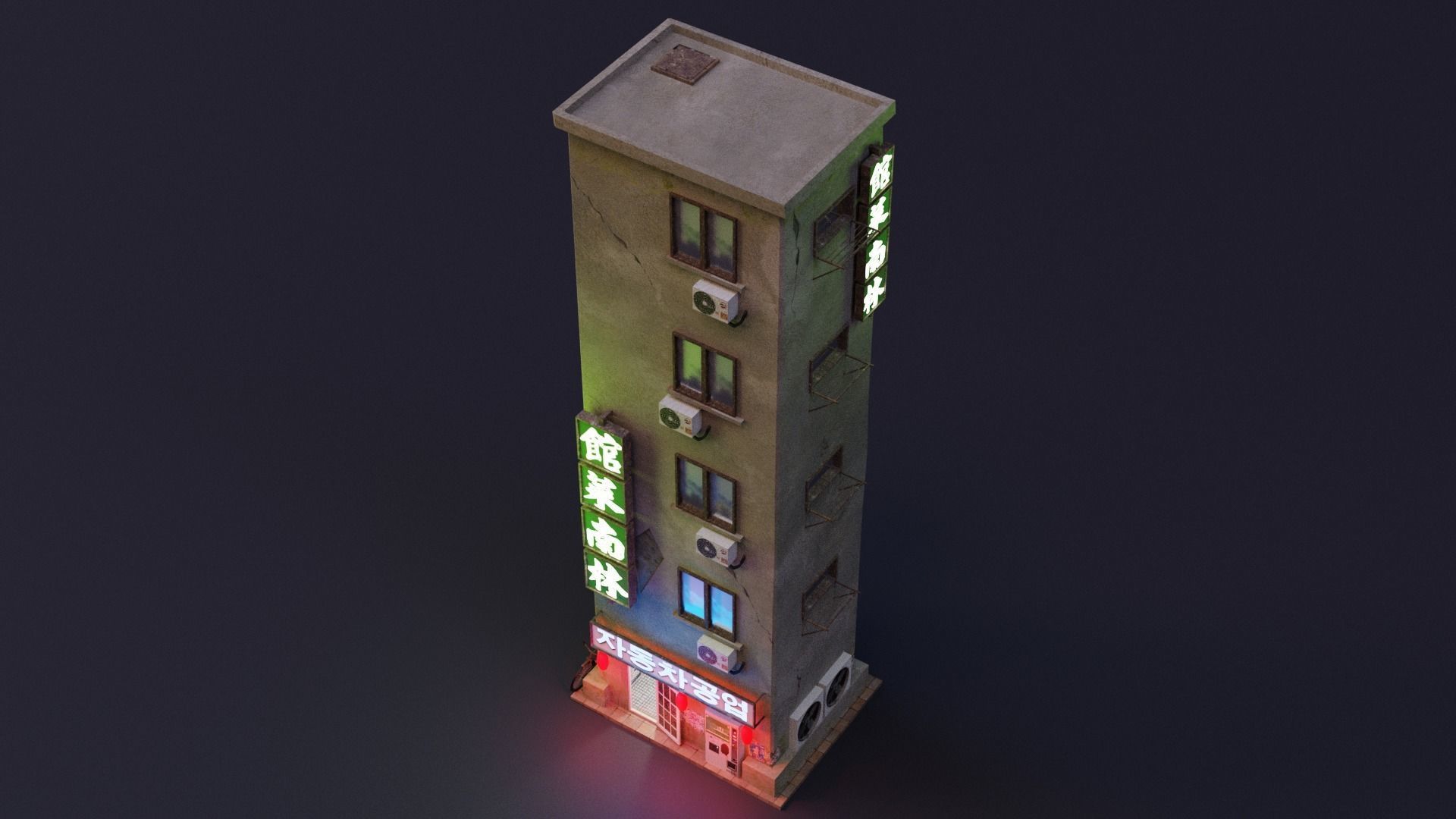 Cyberpunk Building 3 Low-poly 3D model_2