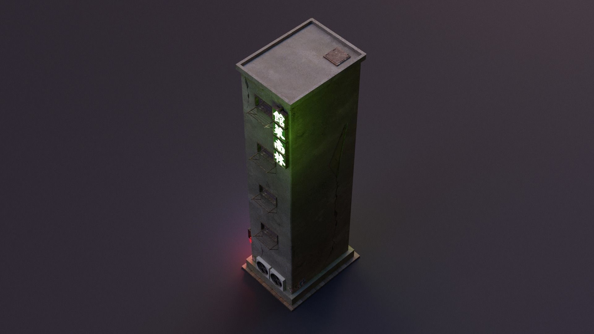Cyberpunk Building 3 Low-poly 3D model_5