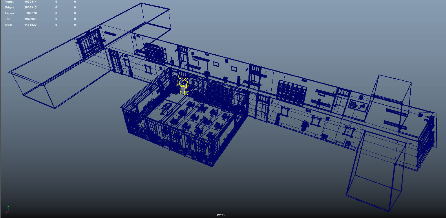 Cartoon Classroom Corridor 3D model_24
