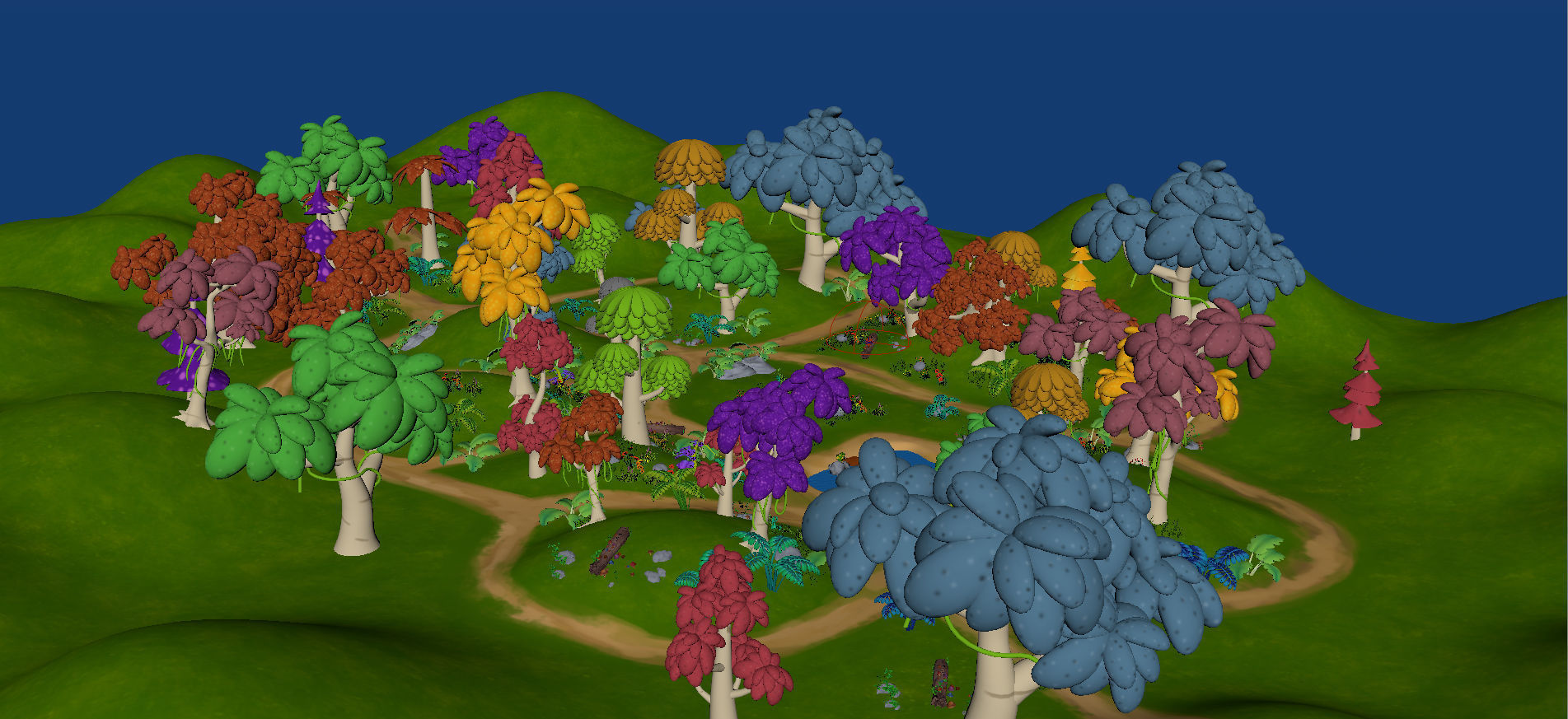 Forest cartoon Low-poly 3D model_1