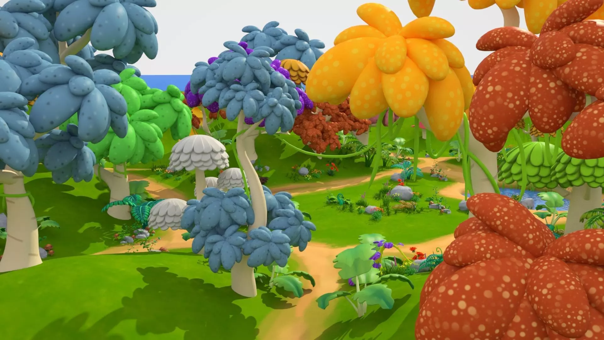 Forest cartoon Low-poly 3D model_0