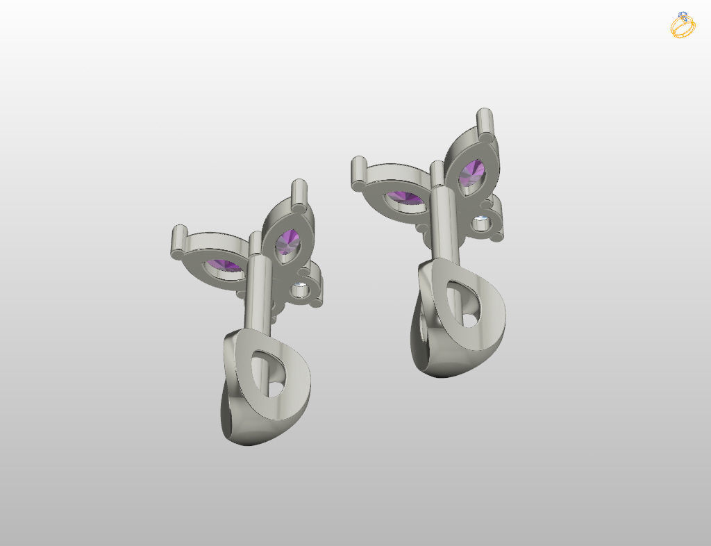 Butterfly Stud Earrings 3D print model_14