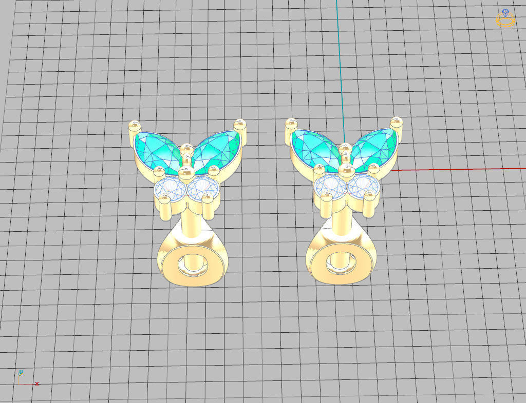 Butterfly Stud Earrings 3D print model_20