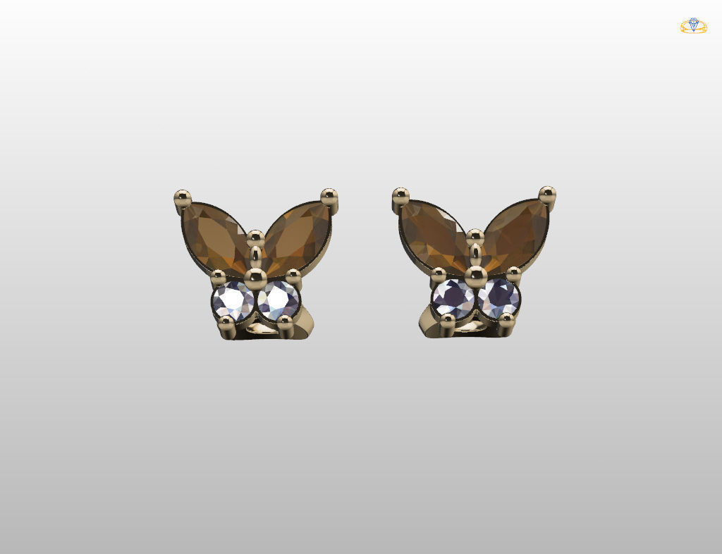Butterfly Stud Earrings 3D print model_17