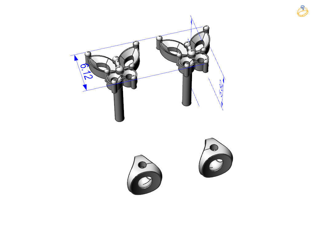 Butterfly Stud Earrings 3D print model_6