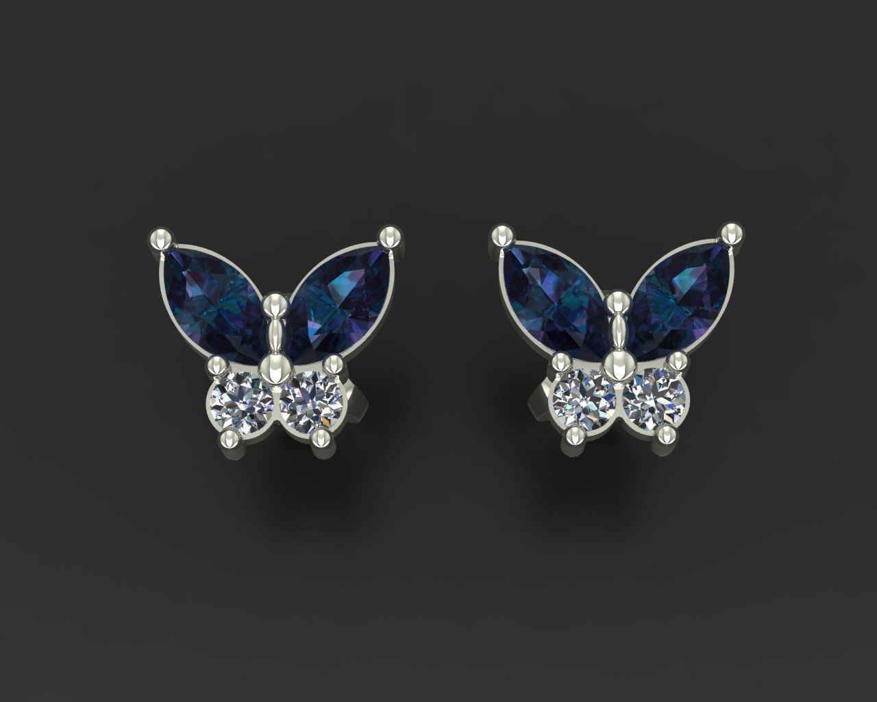 Butterfly Stud Earrings 3D print model_3