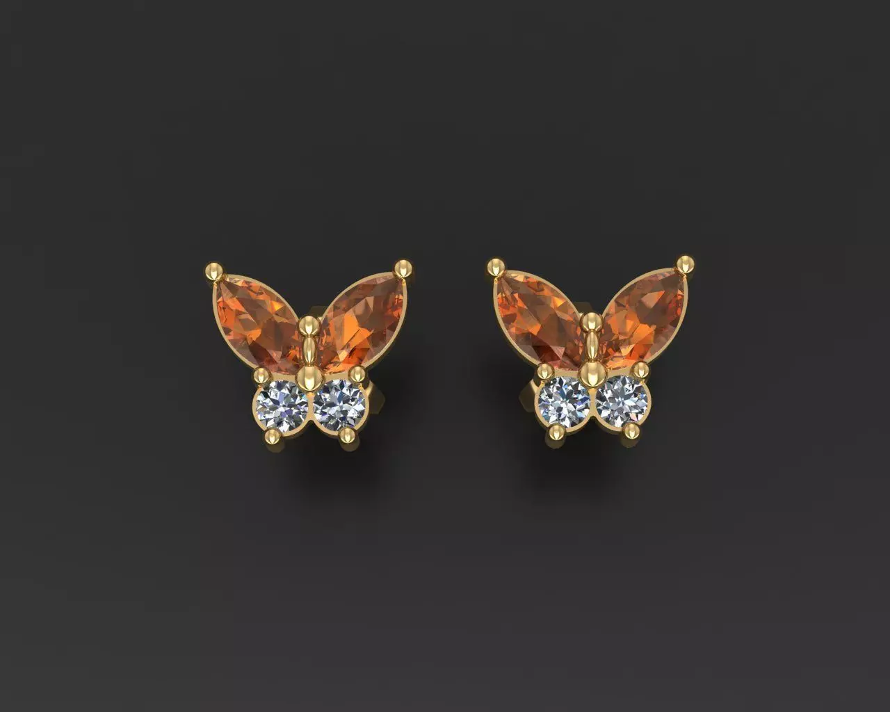 Butterfly Stud Earrings 3D print model_0