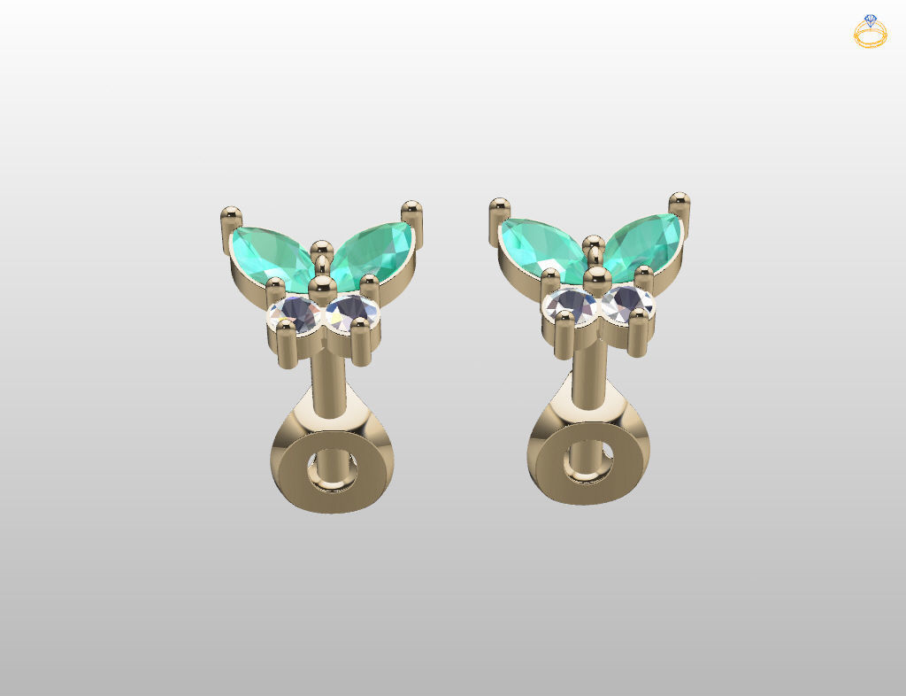 Butterfly Stud Earrings 3D print model_25